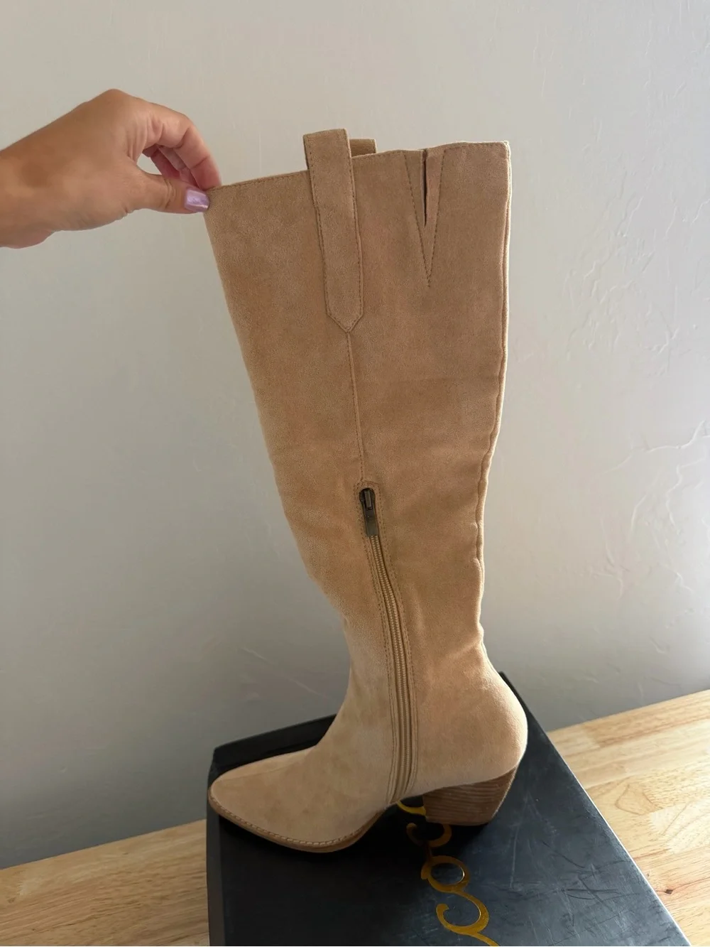 Brand New in Box: Women's Tan Suede Knee-High Boot